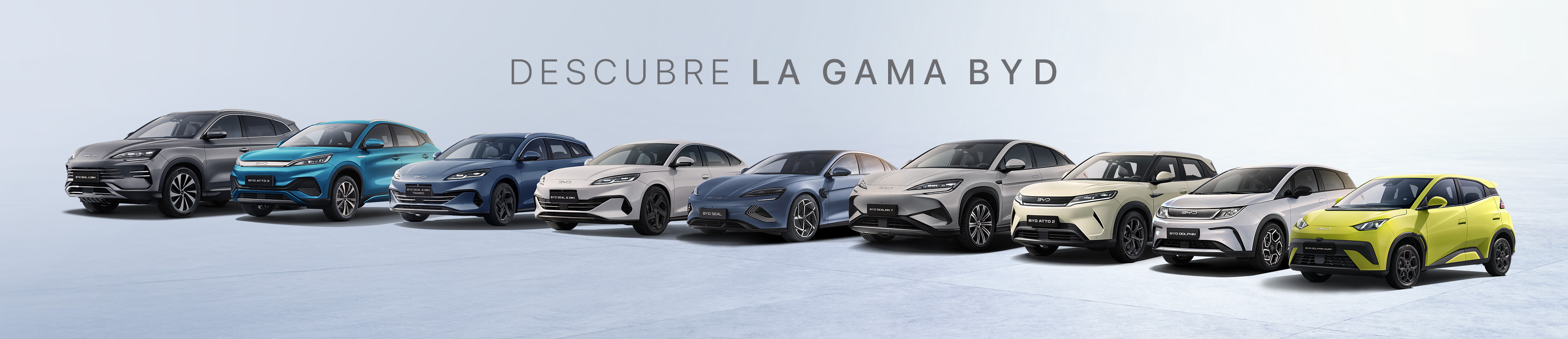 Gama completa con los coches en promoción de BYD
