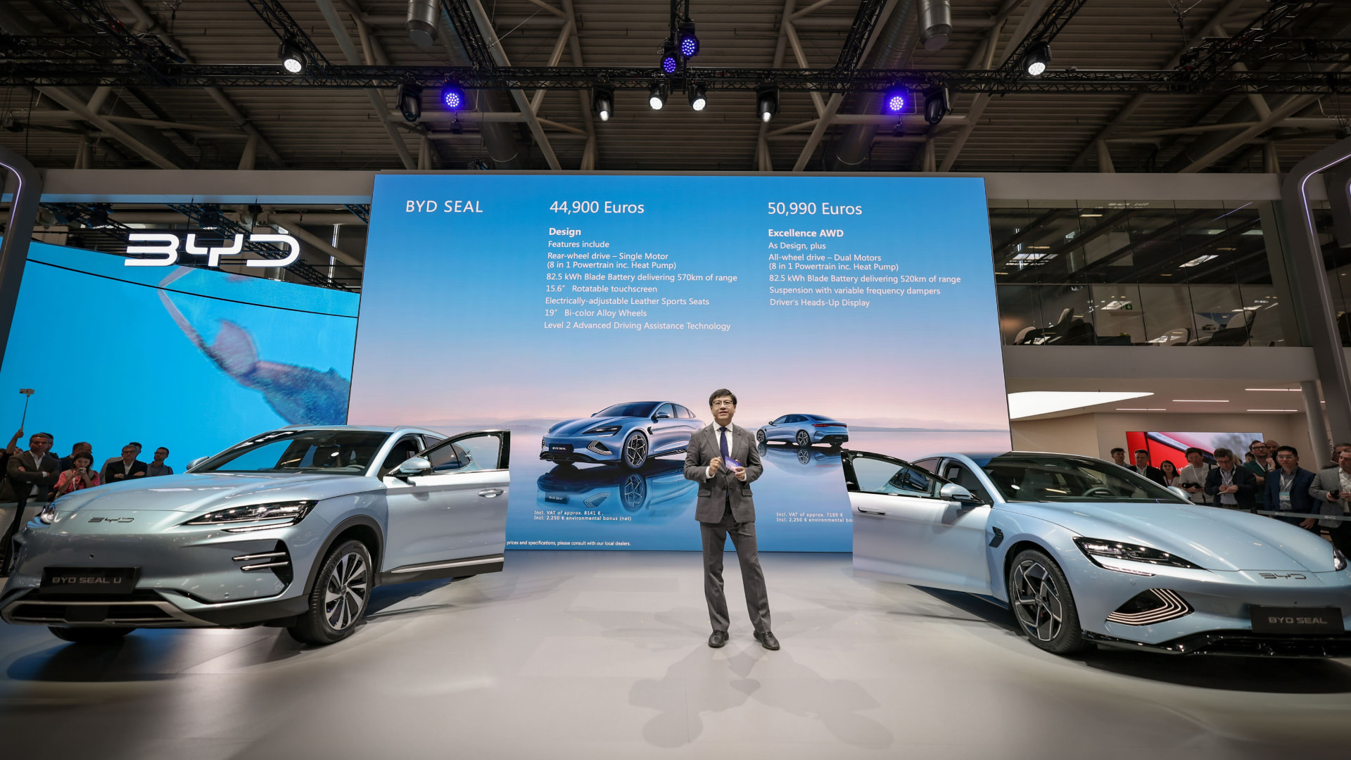 Michael Shu, Managing Director of BYD Europe, speaks at the BYD IAA Press Conference