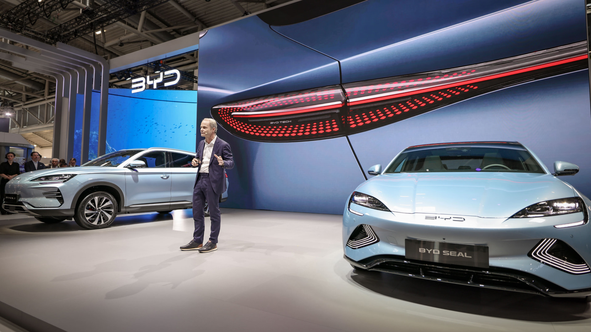 Wolfgang Egger, BYD Design Director, speaks at the BYD IAA Press Conference