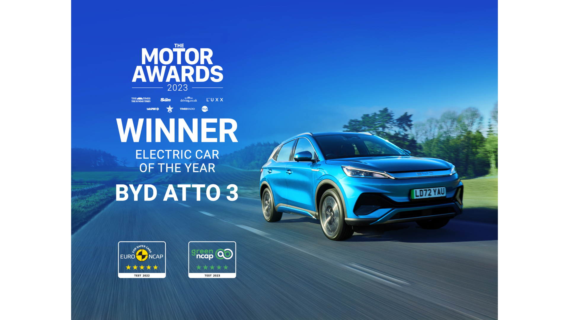 BYD ATTO 3 is awarded as "Electric Car of the Year" by News UK