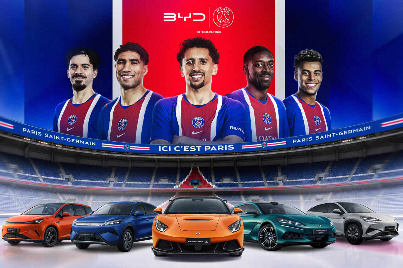 Gama de BYD con futbolistas del PSG