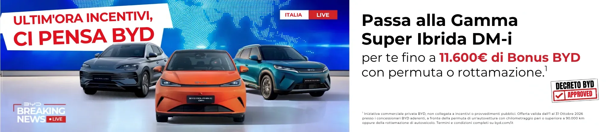Bonus BYD: fino a 11.600€ di Bonus con permuta o rottamazione su tutta la gamma elettrica e ibrida plug-in