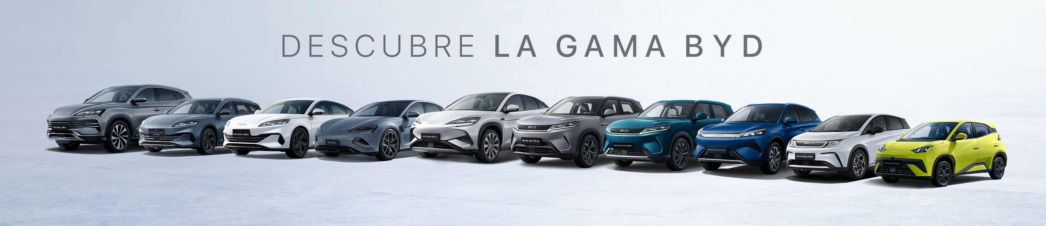 Gama completa con los coches en promoción de BYD