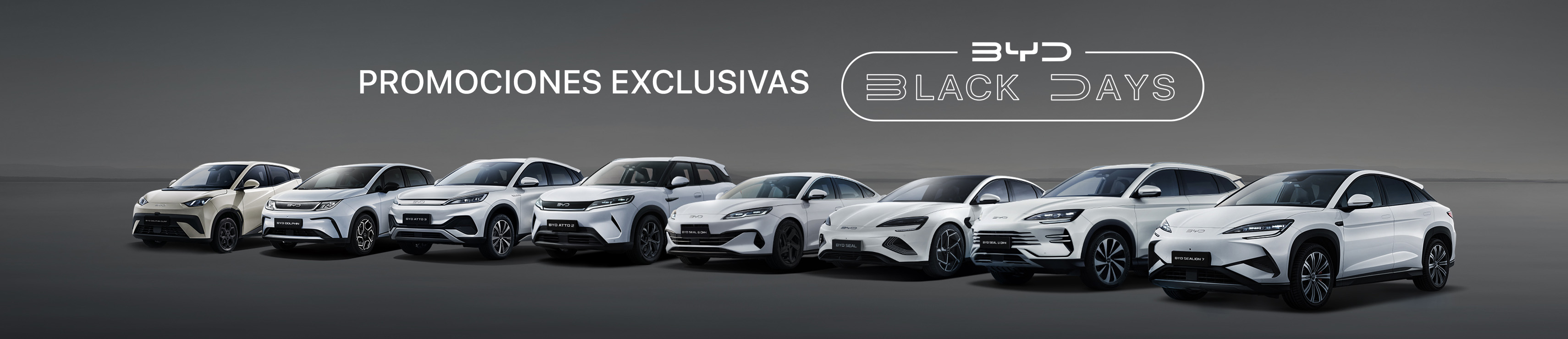 Gama BYD en Skiing white con texto de Black Days y promociones exclusivas de Black Friday