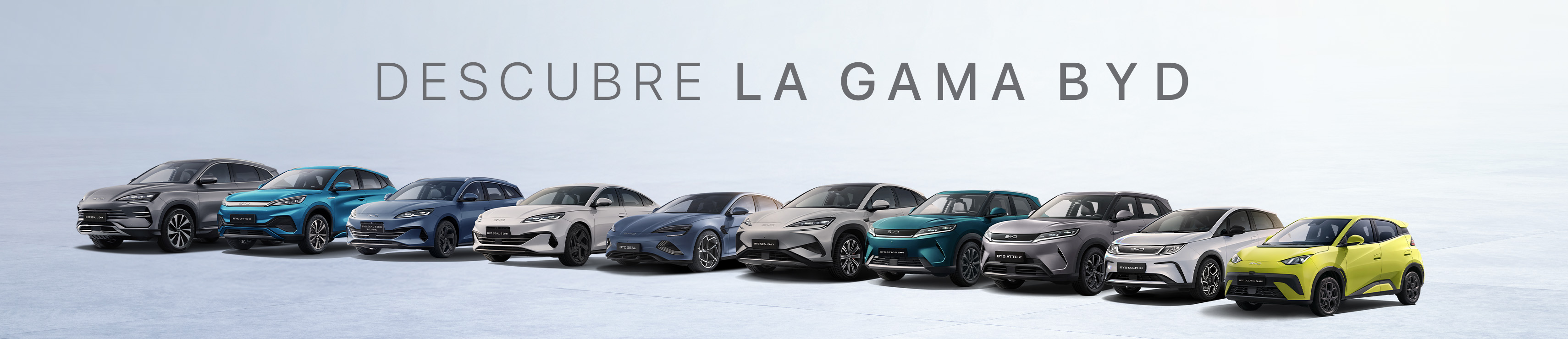 Gama completa con los coches en promoción de BYD