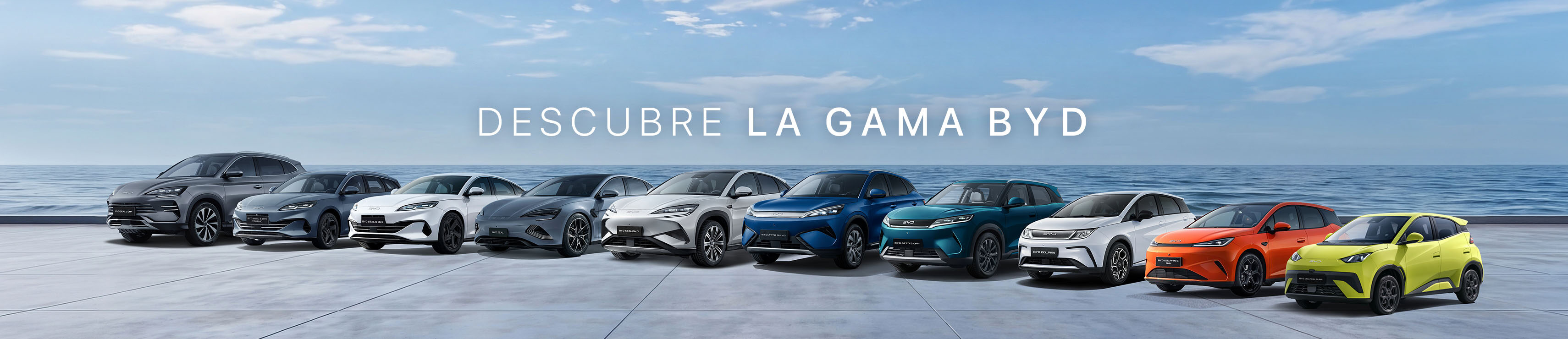 Gama completa con los coches en promoción de BYD