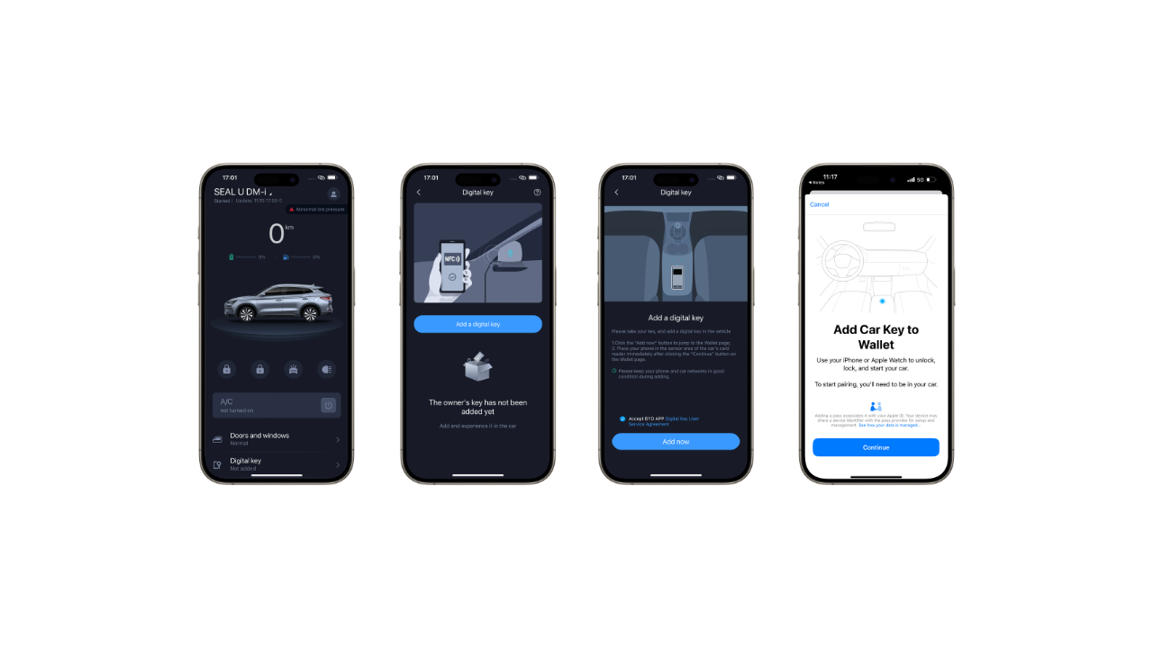 Konfigurowanie klucza cyfrowego BYD na telefonie iPhone