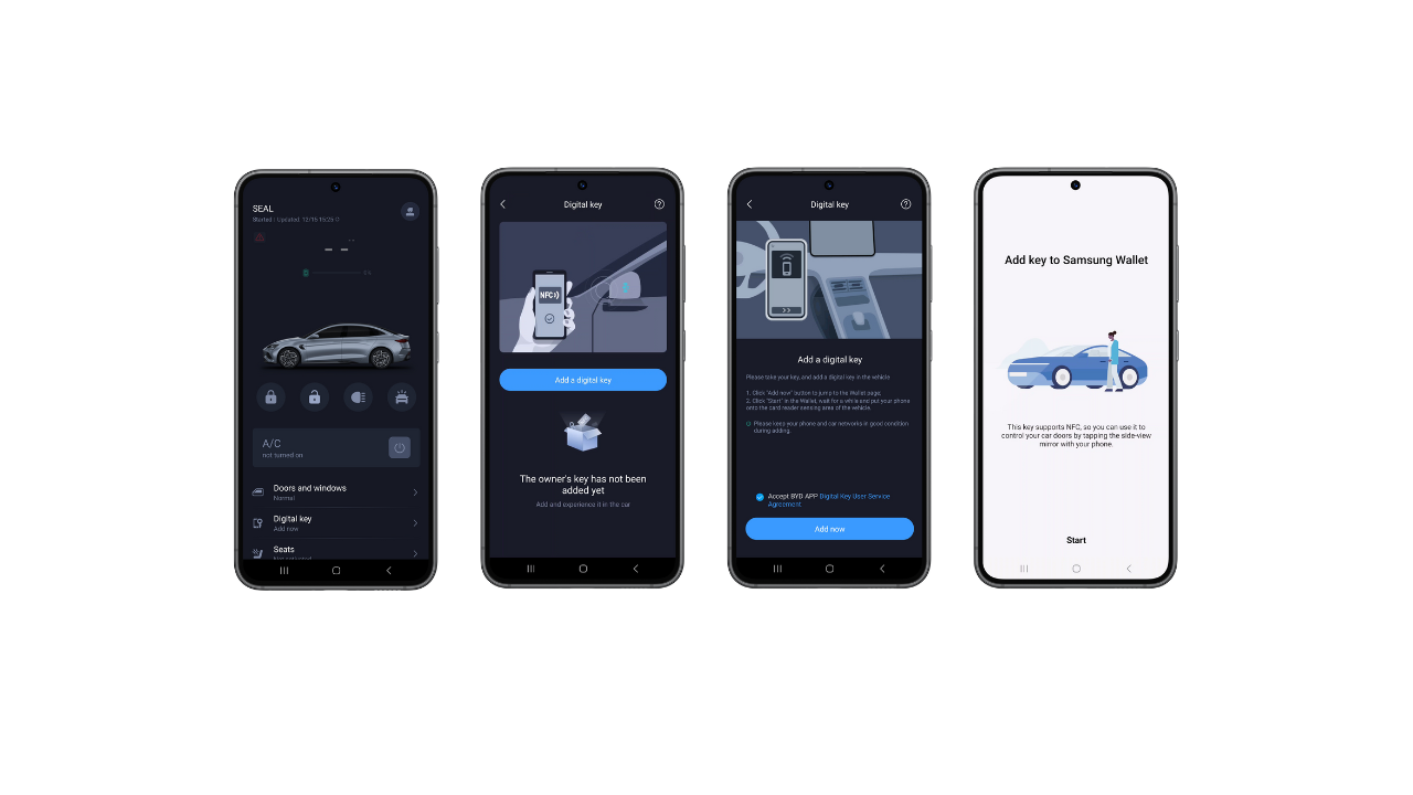 Konfigurowanie klucza cyfrowego BYD w telefonie Samsung Galaxy