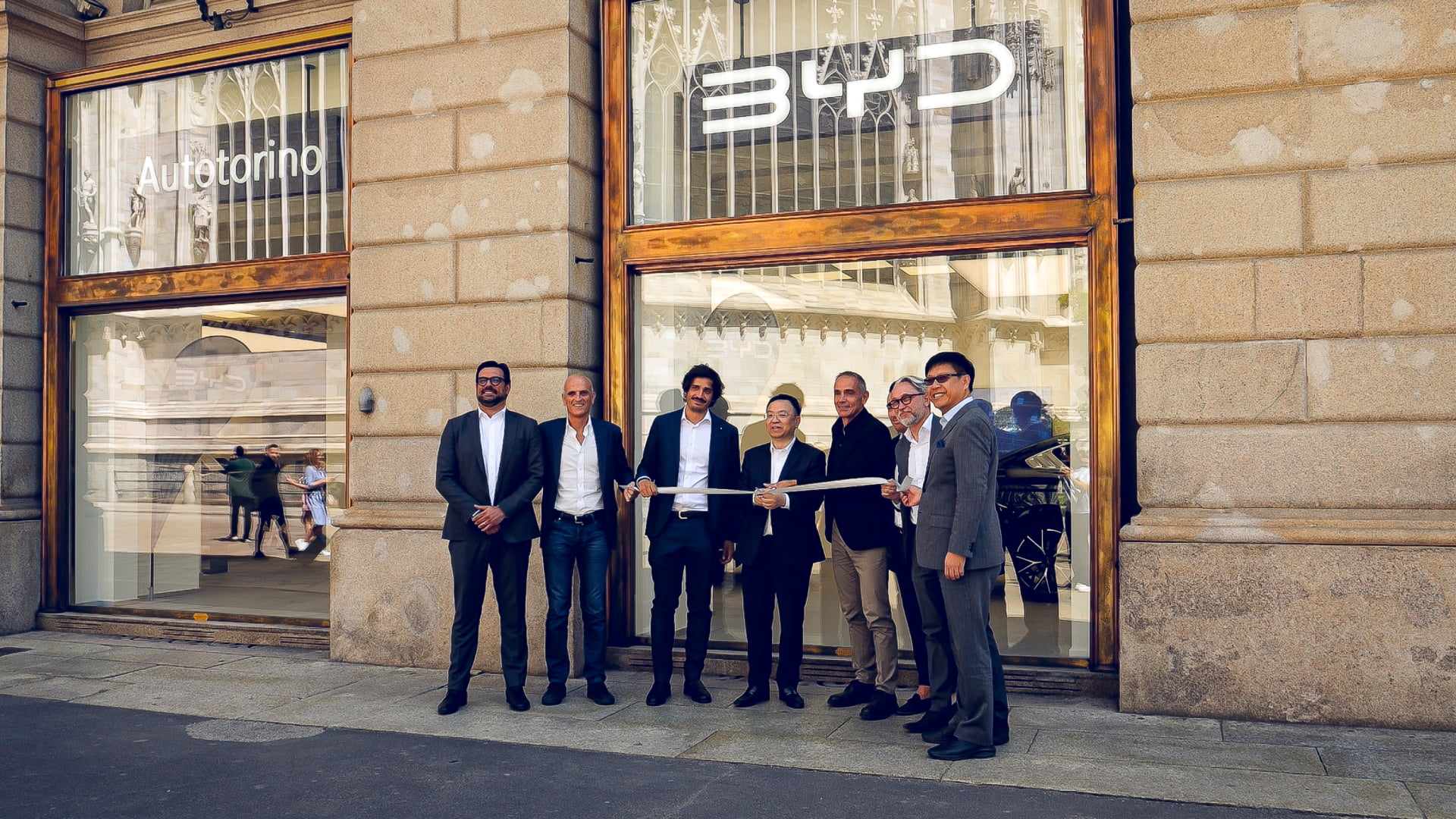 The first BYD Pioneer Store opening ceremony in Piazza del Duomo in the heart of Milan