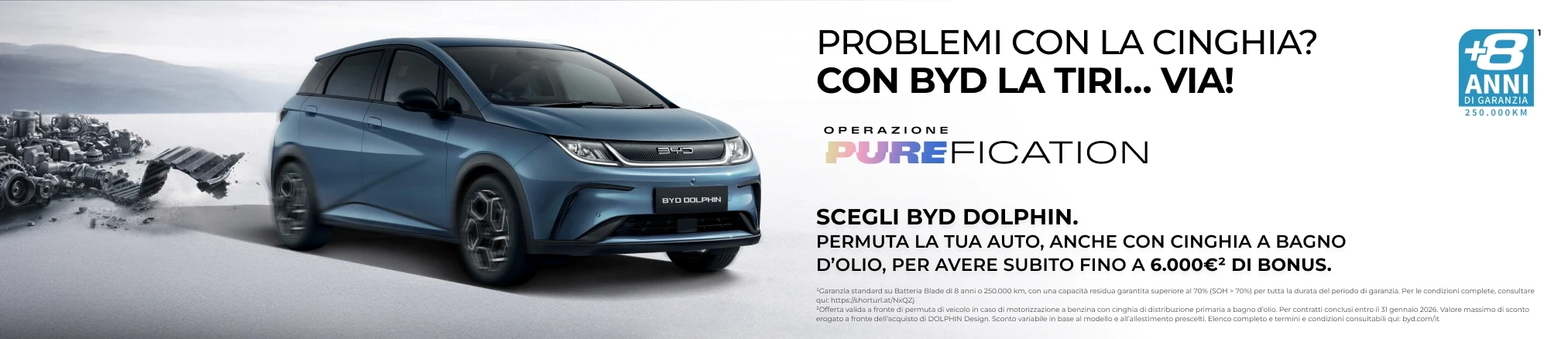 Offerte Operazione PUREFICATION BYD Dolphin: Fino a 6.000€ di bonus*