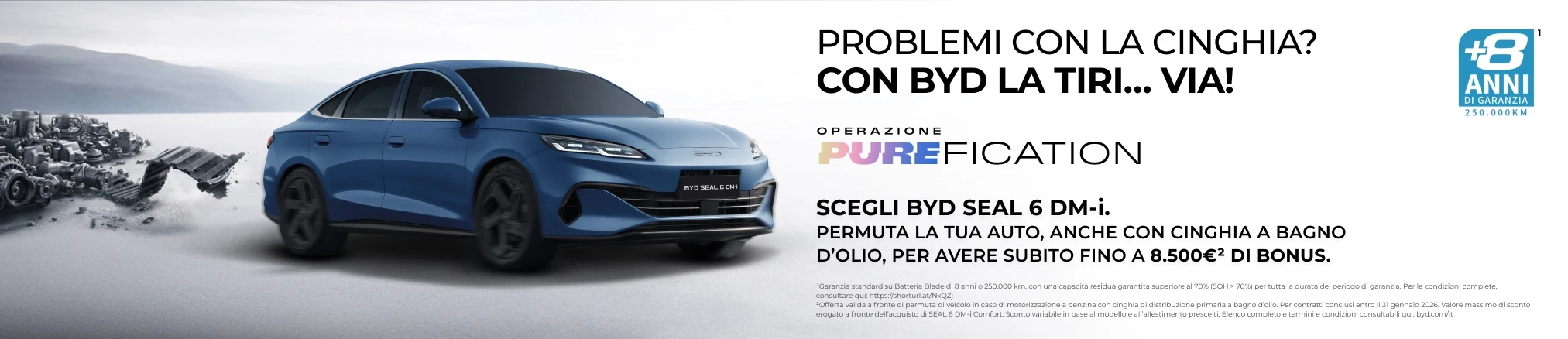 Offerte Operazione PUREFICATION BYD Seal 6 DM-i: Fino a 8.500€ di bonus*