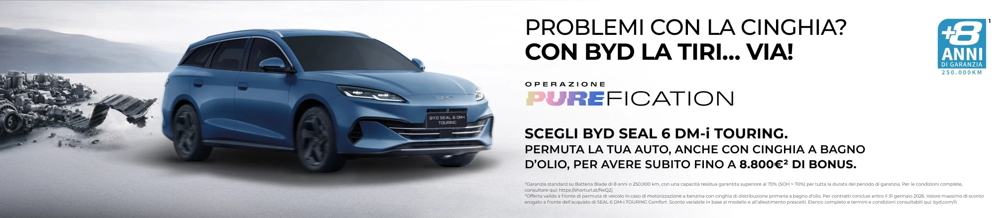 Offerte Operazione PUREFICATION BYD Seal 6 DM-i Touring: Fino a 8.800€ di bonus*