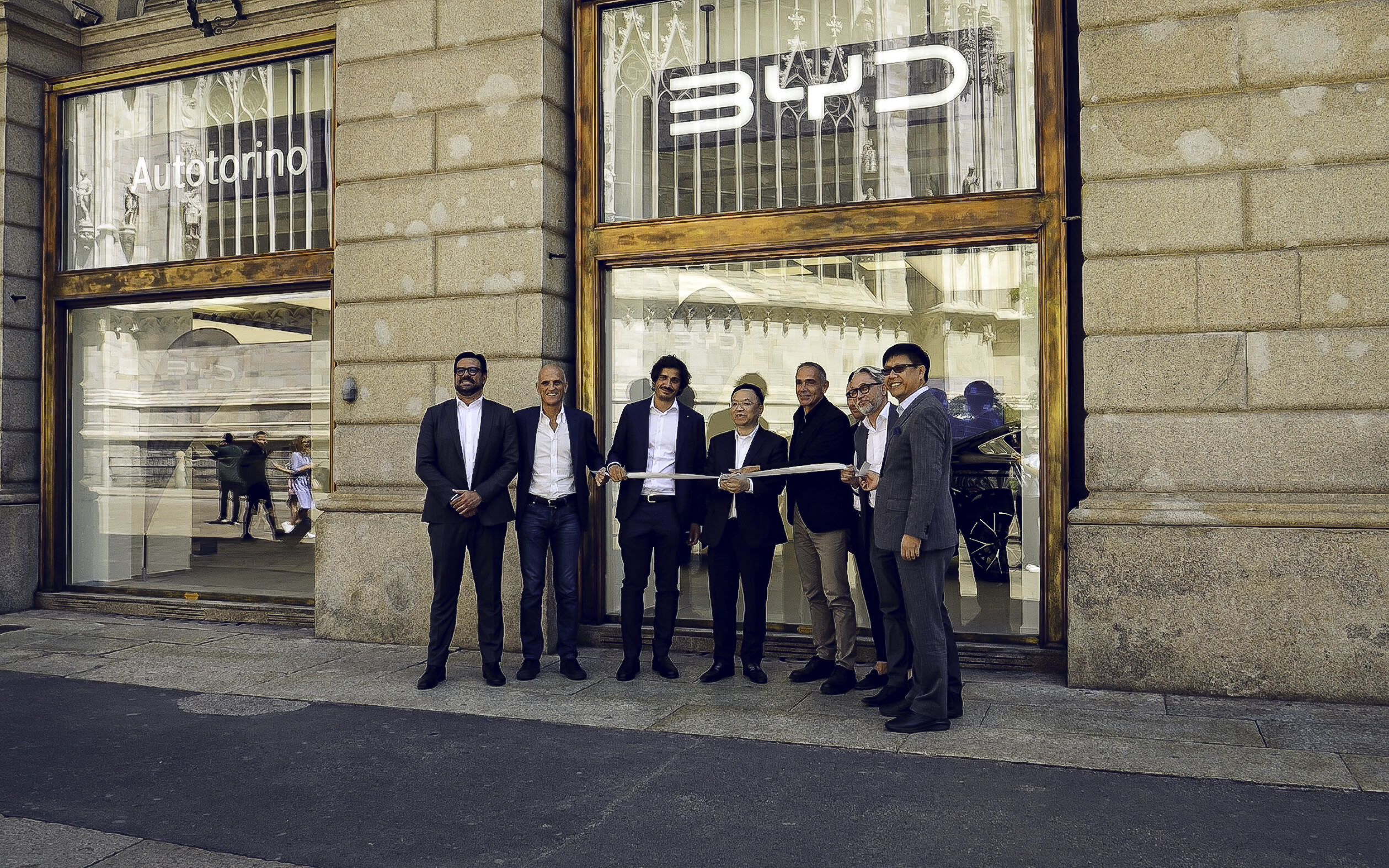 The first BYD Pioneer Store opening ceremony in Piazza del Duomo in the heart of Milan